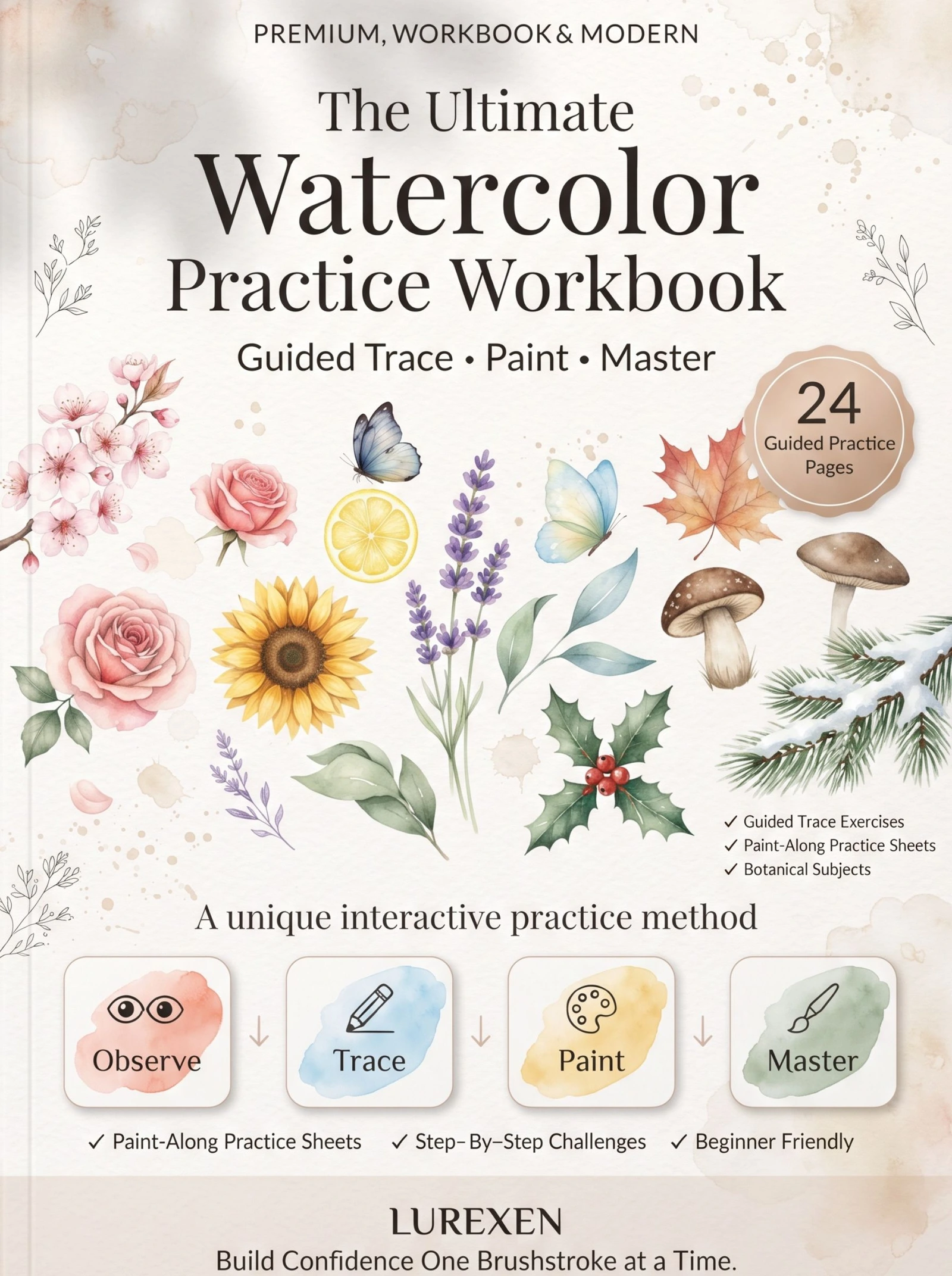Original cover of Botanical Watercolor Practice Workbook