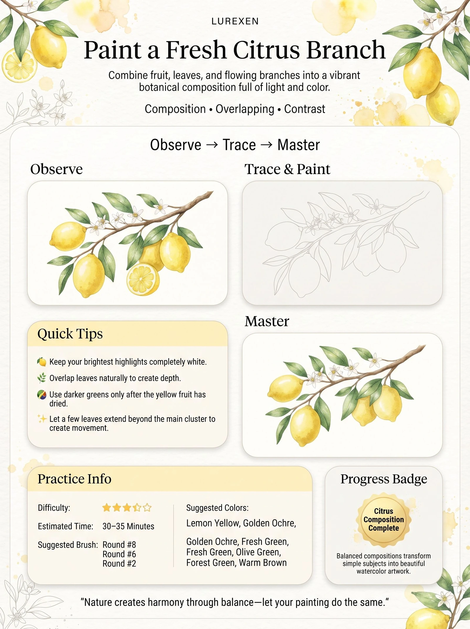 Original interior page 16 from Botanical Watercolor Practice Workbook
