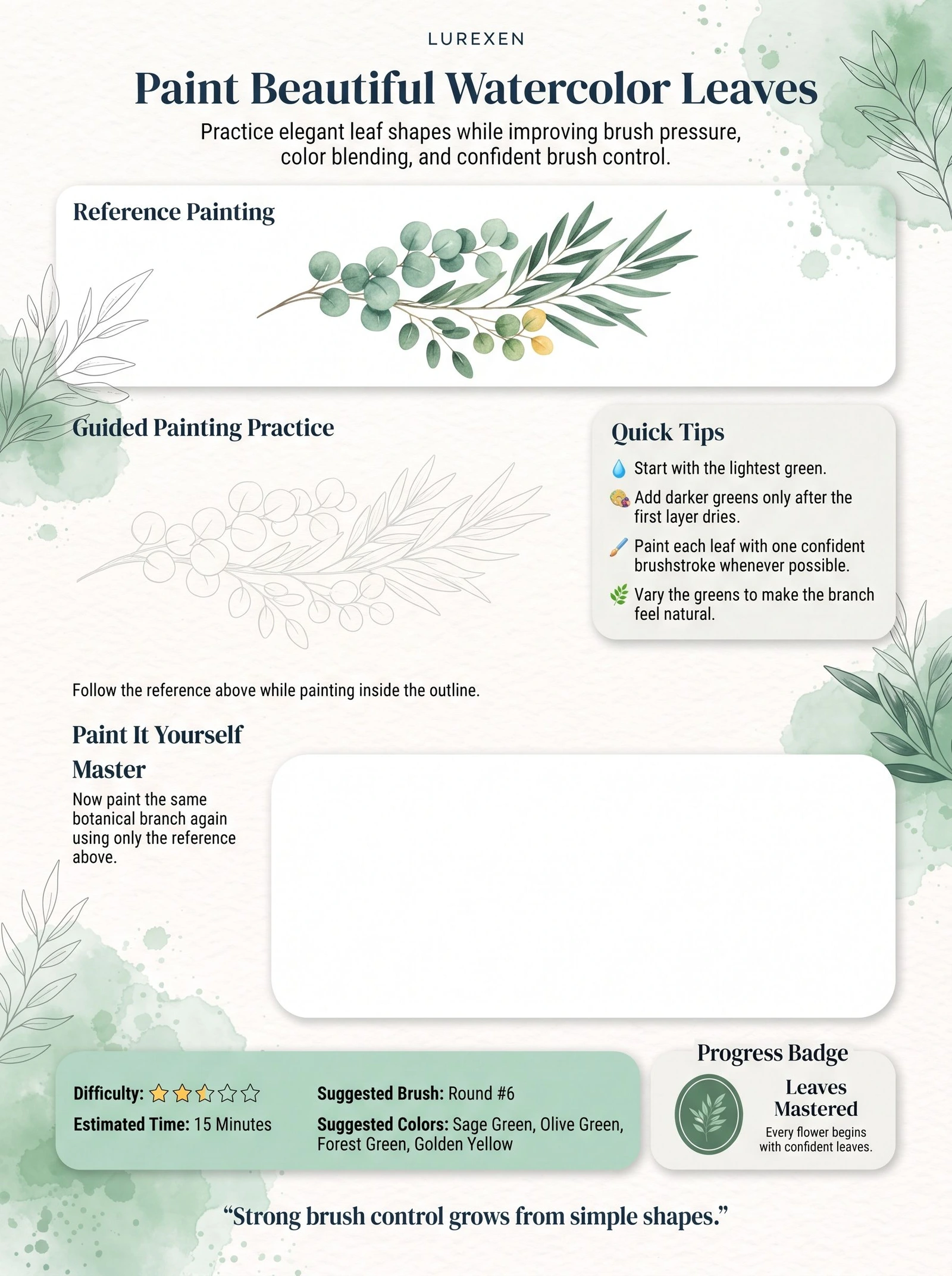 Original interior page 5 from Botanical Watercolor Practice Workbook