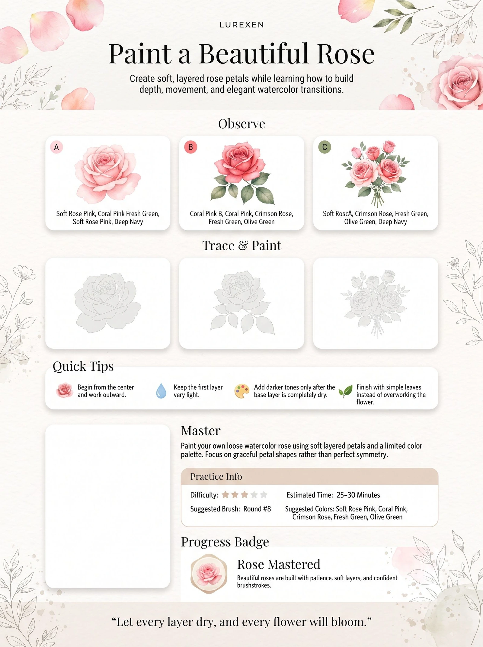 Original interior page 9 from Botanical Watercolor Practice Workbook