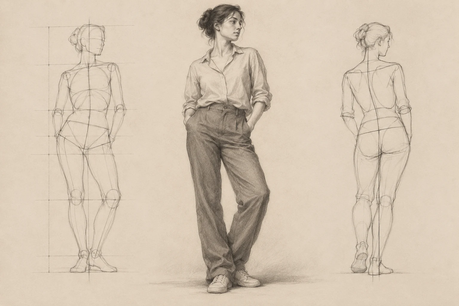Figure Drawing Proportions: Build a Balanced Standing Pose — original illustrative study