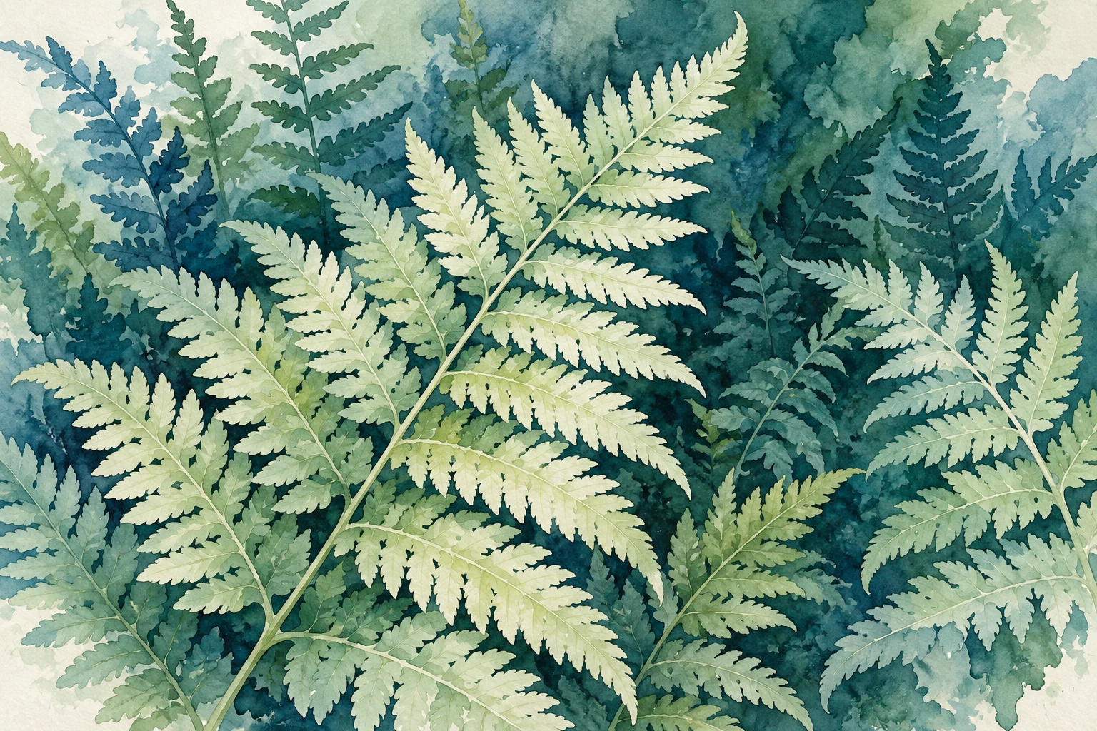 Negative Painting in Watercolor: Reveal Ferns by Painting Around Them — original illustrative study