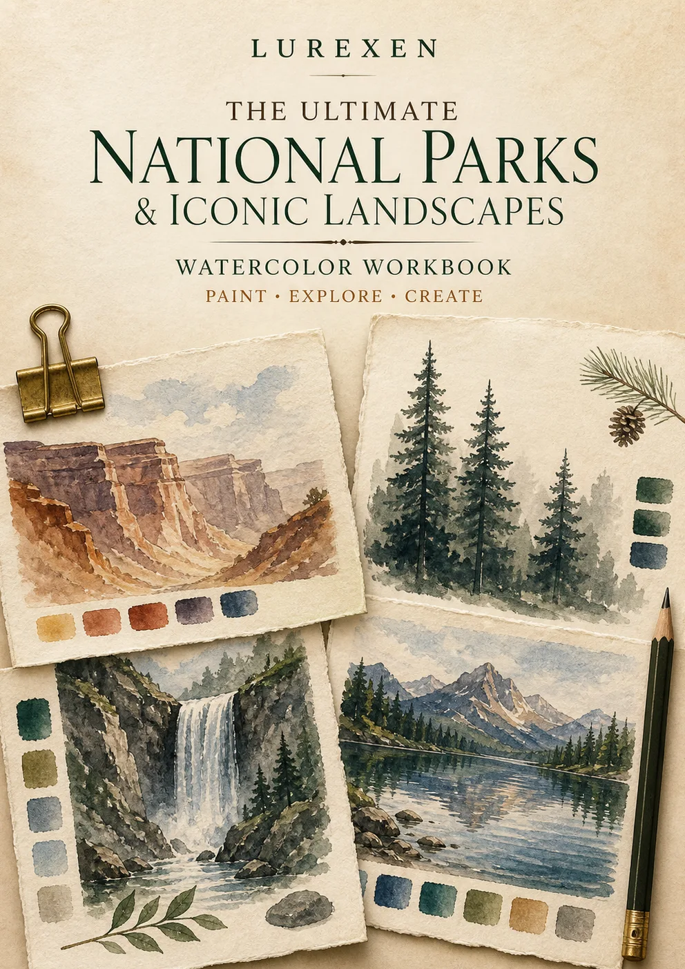 National Parks Watercolor Workbook: Iconic Landscapes and Park Inspired Painting Practice cover
