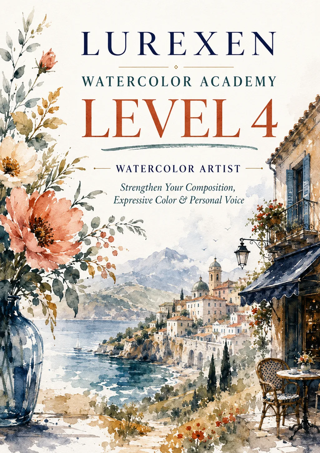 Watercolor Academy Level 4: Artist Workbook - Composition, Expressive Color and Painting Decisions cover