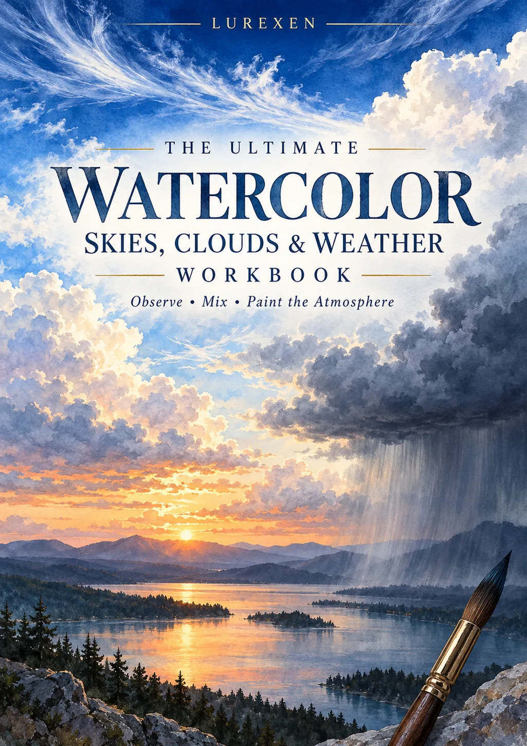 Watercolor Skies and Clouds Workbook: Washes, Weather and Guided Sky Painting cover