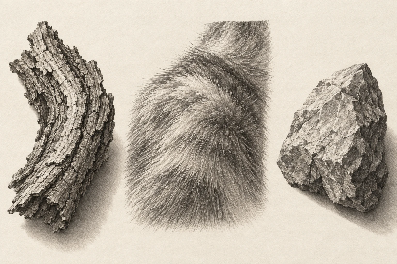 Pencil Textures: Draw Bark, Fur and Stone Without Filling Every Inch — original illustrative study
