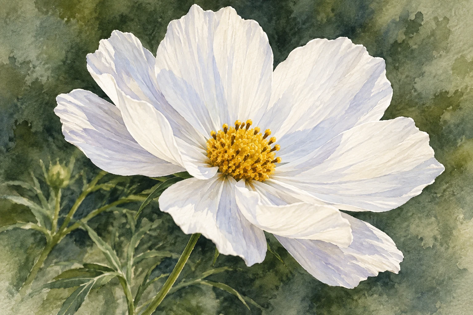 Paint White Flowers in Watercolor: Paper, Shadows and Masking Choices — original illustrative study